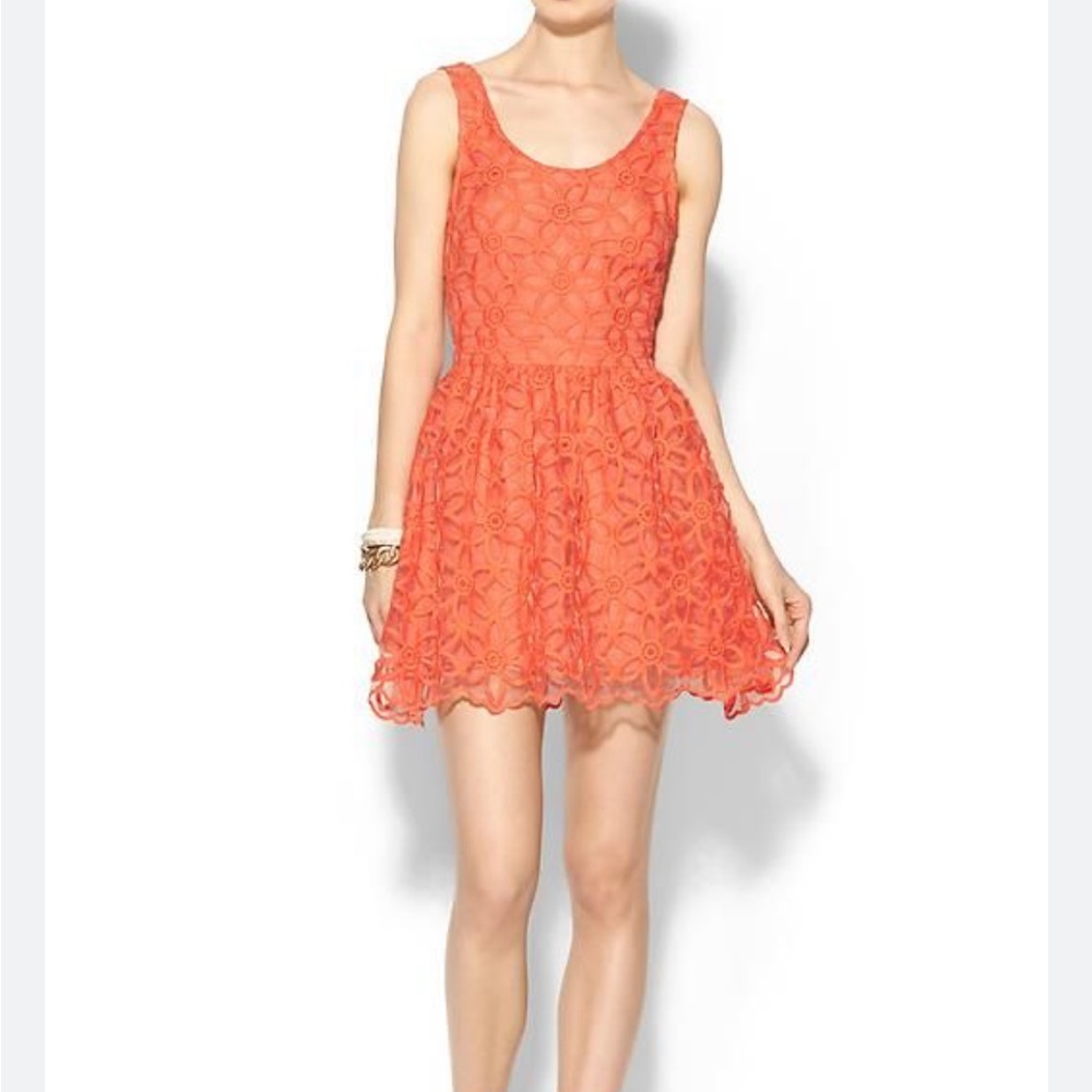 J.O.A Orange Eyelet Dress - Picture 1 of 4